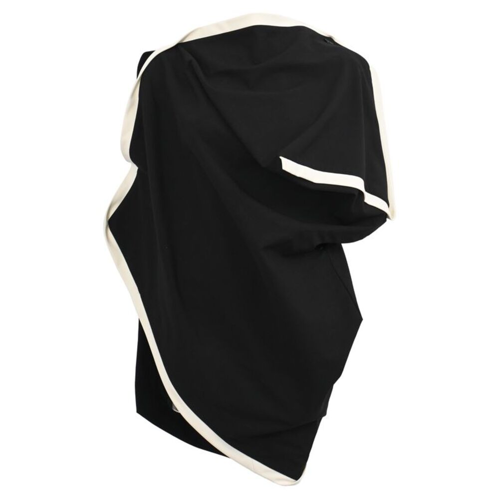 Issey Miyake Pleated Asymmetric Wrap Top in Black Polyester